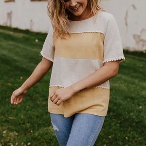 NWT striped linen blend blouse